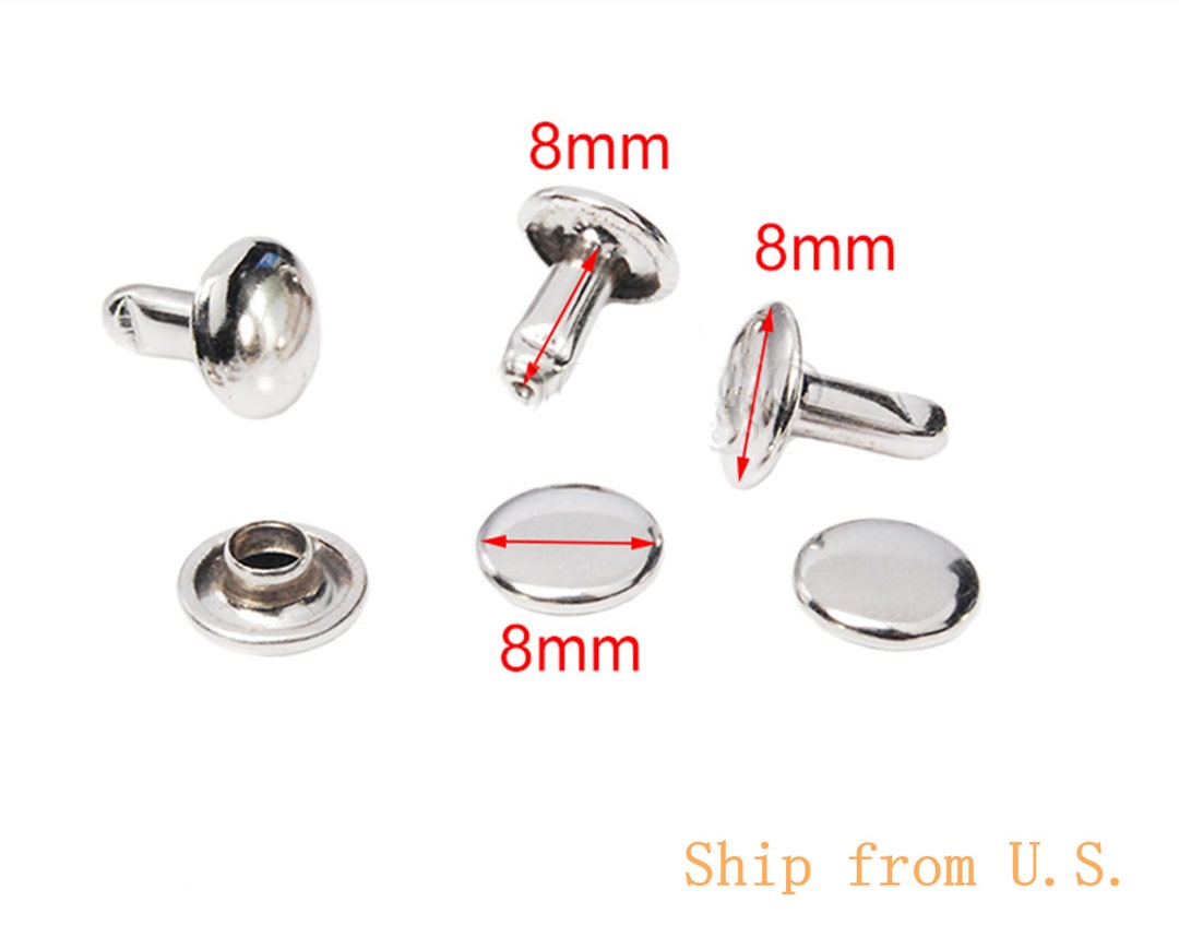 8mm Silver Metal Round Double Cap Rivets Leather Craft Stud U.S. Ship ...