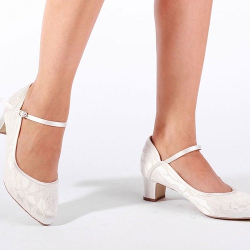 Ivory Lace Wide Fit Low Heel Wedding 