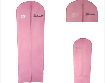 Personalised Bridesmaid Dress Bag Pink Bridesmaids Cover Garment Travel Storage Bags ~ Breathable & Long