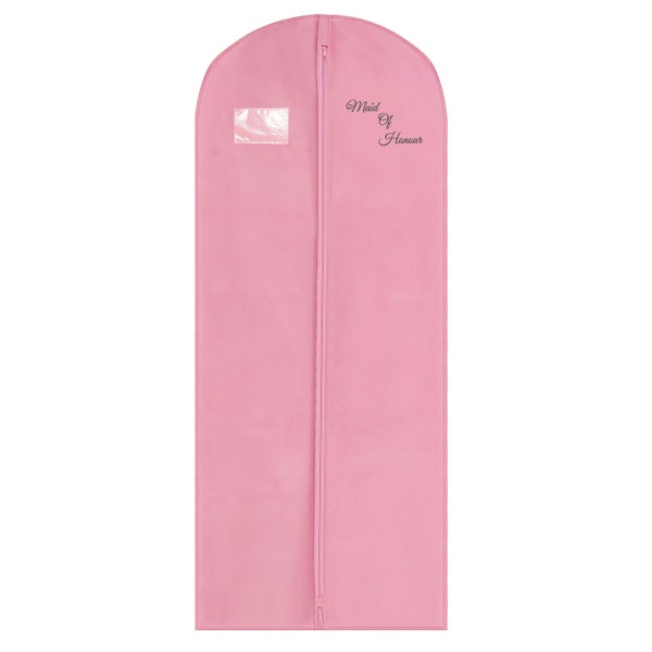 Maid of Honour Dress Bag Cover-Long Breathable Pink Garment Bags Covers-Full Length Travel Carrier Bags Covers Dust Moth Proof - 72" (183cm)