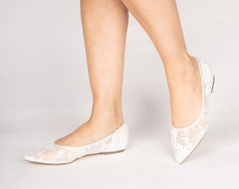 Brand New Ivory Lace Flat Wedding/Bridal Shoes Pumps UK 3 4 5 6
