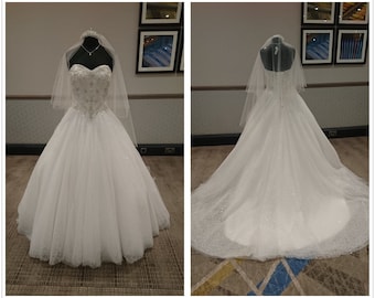 Strapless Ivory Princess Beaded Tulle Wedding Dress | Sweetheart Neckline | Brand New | Plus Size | UK 10 14 22 Plus Size