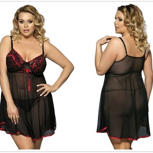 Sexy Black Women Ladies Lingerie Nightdress Babydoll Sleepwear Nightwear UK 26