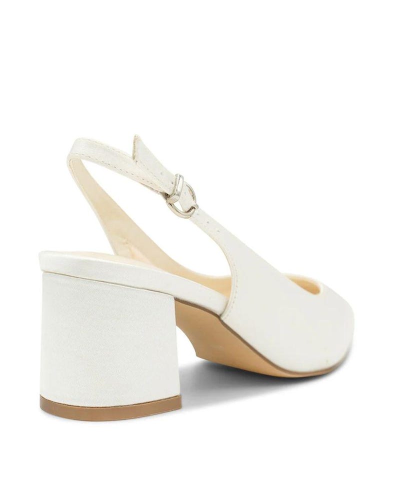 BNWB Ivory Satin Wide Fit Sling Back Low Heel Mid Block Court Heels Wedding Bridal Shoes UK 3 4 5 6 7 8 9 image 6