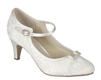 BNWB Satin and Lace Vintage Inspired Court Shoes UK 8/ EU 41