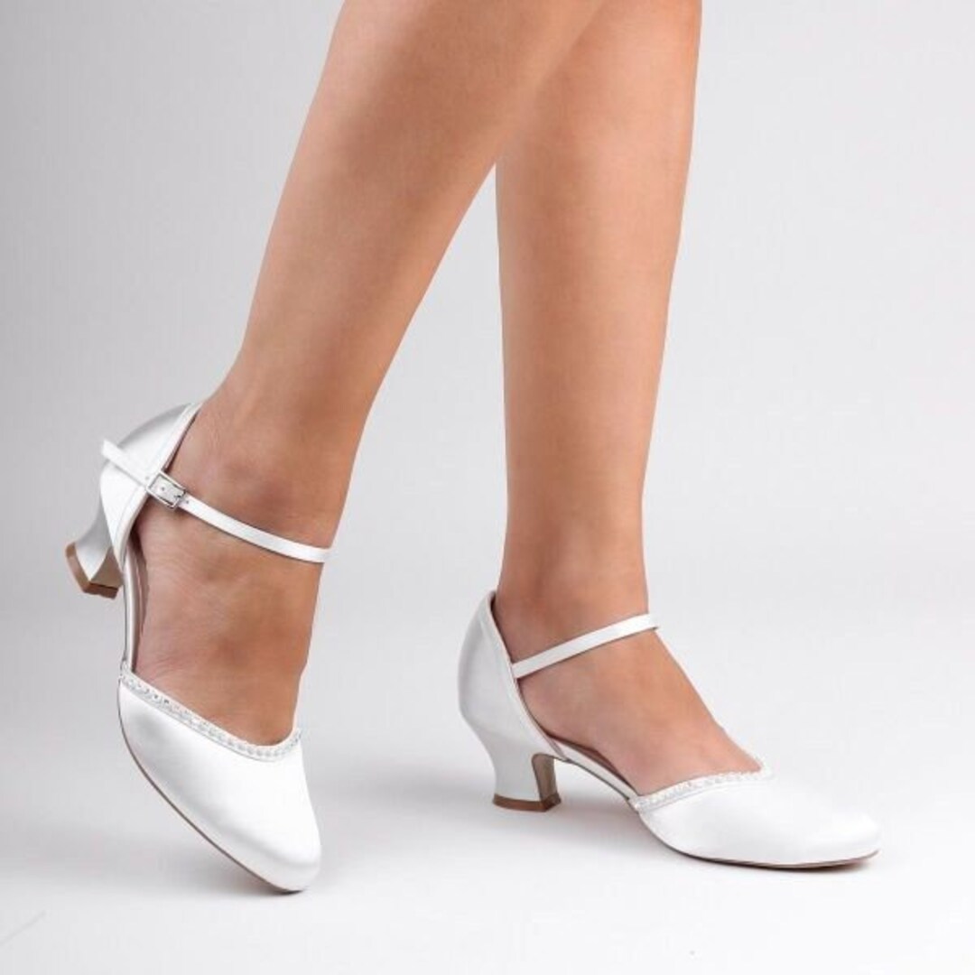 Ivory Satin Low Heel Court Shoes Wedding Bridal Shoes UK 3 4 5 8 Etsy