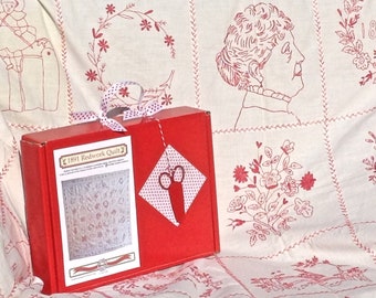 Redwork Boxed Quilt Pattern