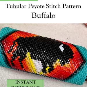 Selinas pärlbroderi - Buffalo Lighter-mönster, Peyote-stygnmönster, inhemska pärlbroderier, digital nedladdning i PDF-format, gör-det-själv-mönster för seed beads
