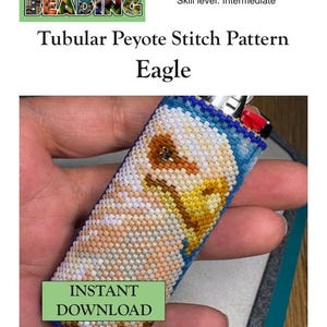 Selina’s Beading - Eagle Lighter Case Pattern, Peyote Stitch Pattern, Native Style Beadwork, Digital Download PDF, DIY Seed Bead Pattern