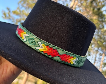 Fascia per cappello Fedora con perline – Lavorazione a punto peyote fatta a mano / Fascia per cappello con punto peyote / Perline di Selina / Pezzo unico fatto a mano