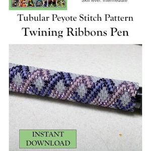 Selina’s Beading - Ribbons Pen Pattern, Tubular Peyote Stitch Pattern, Native Style Beadwork, Digital Download PDF, DIY Seed Bead Pattern