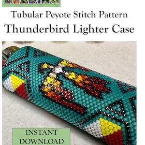 Selina’s Beading - Thunderbird Lighter Case Pattern, Peyote Stitch Pattern, Native Beadwork, Digital Download PDF, DIY Seed Bead Pattern