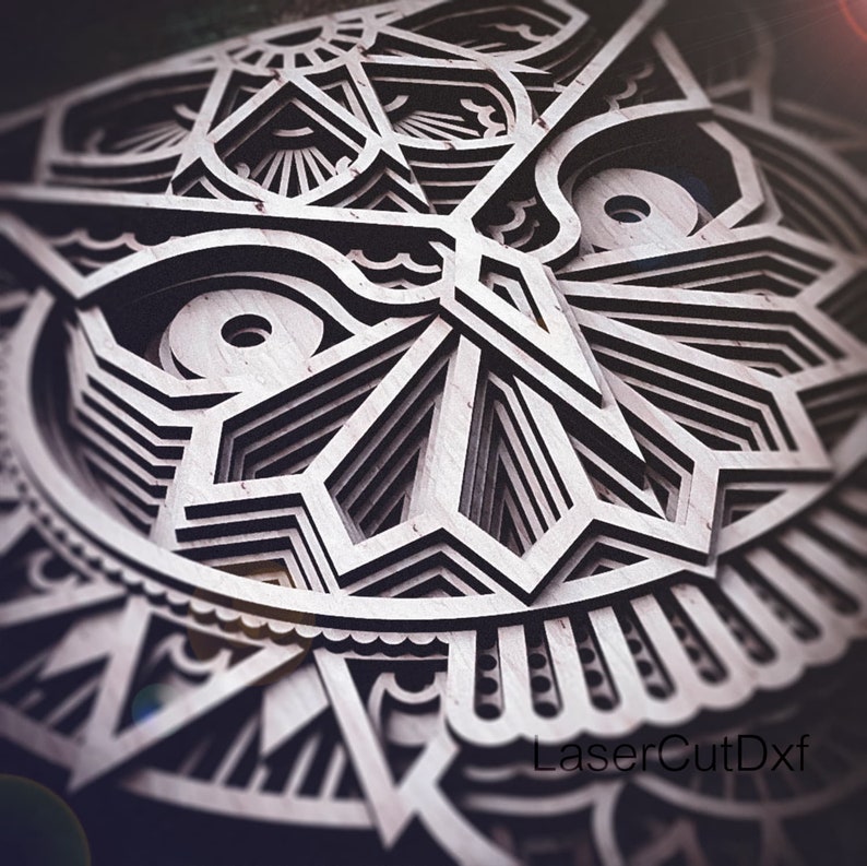 Download Dxf Svg Cdr Ai Eps Pdf Vector Cricut Pattern Owl Svg Mandala For Laser Cut Owl