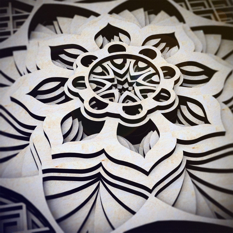 Download Dxf Svg Cdr Ai Eps Pdf Vector Cricut Patterns Wood Art Multilayer 3d Mandala Geometric Laser
