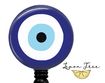 Evil Eye Retractable Badge Holder - Badge Reel - Lanyard - Carabiner - Stethoscope ID Tag  - Yoke ID Tag