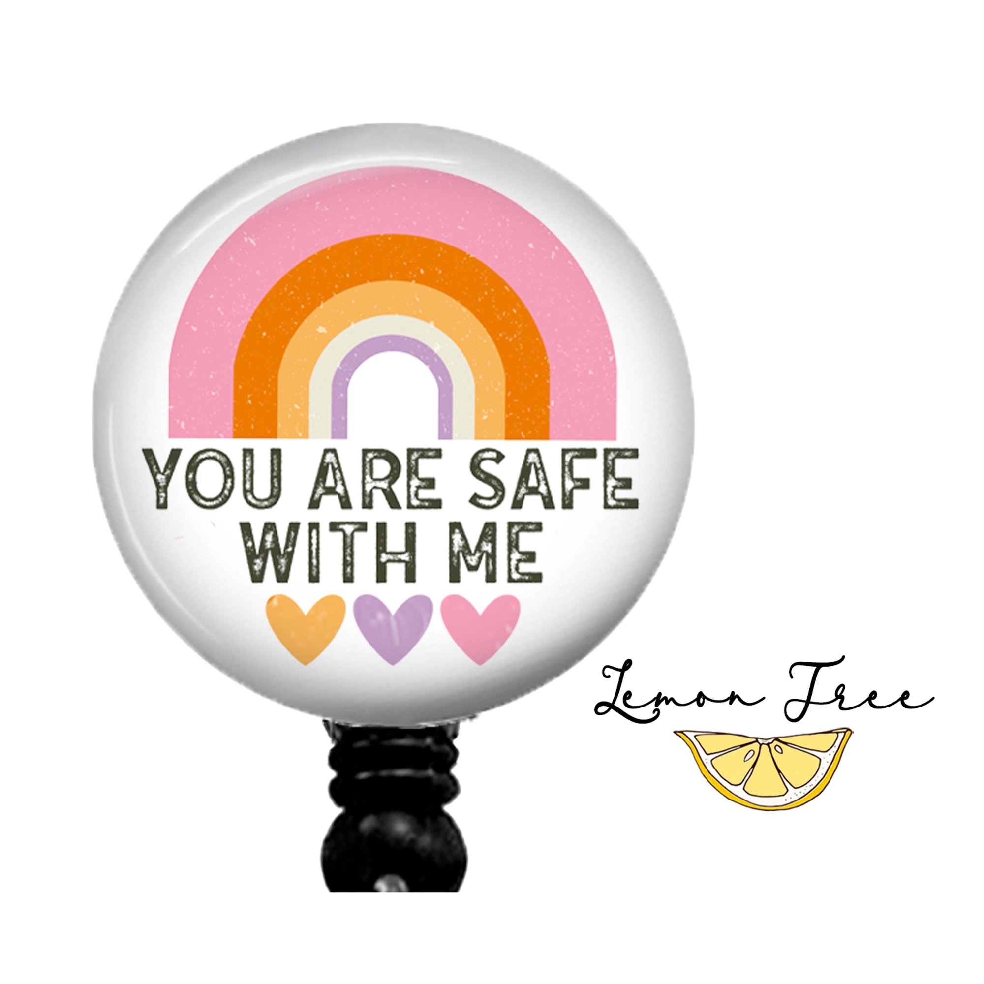 You Are Safe With Me Badge Reel Retractable Badge Holder, Nurse Badge Pull,  Lanyard, Carabiner, Steth ID Tag 