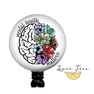 Mental Health Matters Badge Reel Retractable Badge holder, Nurse Badge Pull, Lanyard, Carabiner, Steth ID Tag