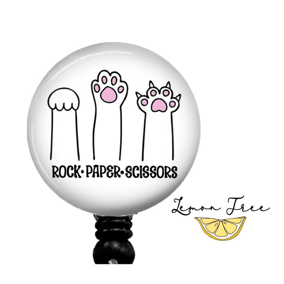 Rock Paper Scissors Cat Paws Badge Reel Funny Cat Paws Badge