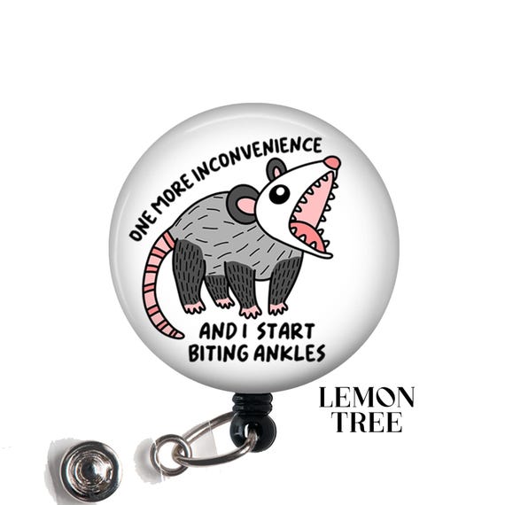 Embrace Chaos Opossum Badge Reel For Nurses & Medical Workers - Retractable ID Holder With Alligator Clip - View #3