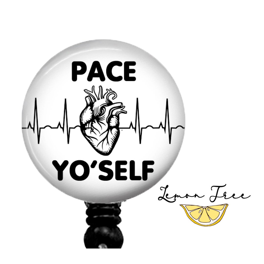 Funny Pace Yo Self Badge Reel Retractable Badge Holder Lanyard Carabiner  Stethoscope Name Tag Nurse Gift -  UK