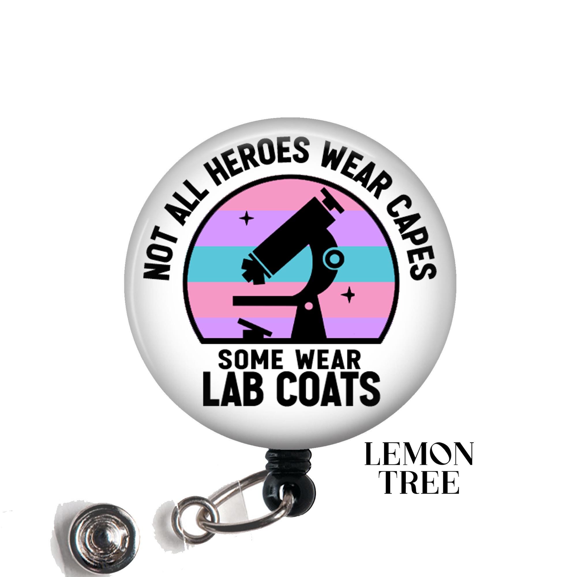 Lab Tech Badge Reel - Not all heroes wear Capes Retractable Badge Holder - Lanyard - Carabiner - Stethoscope Tag - Lab Tech Gift