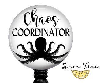 Funny Chaos Coordinator Badge Reel: Retractable ID Holder