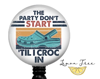 Funny Croc Badge Reel - Retractable Badge Holder - Lanyard - Carabiner - Stethoscope Name Tag - Nurse Gift