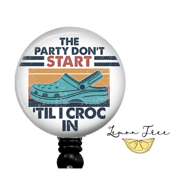 Funny Croc Badge Reel - Retractable Badge Holder - Lanyard - Carabiner - Stethoscope Name Tag - Nurse Gift