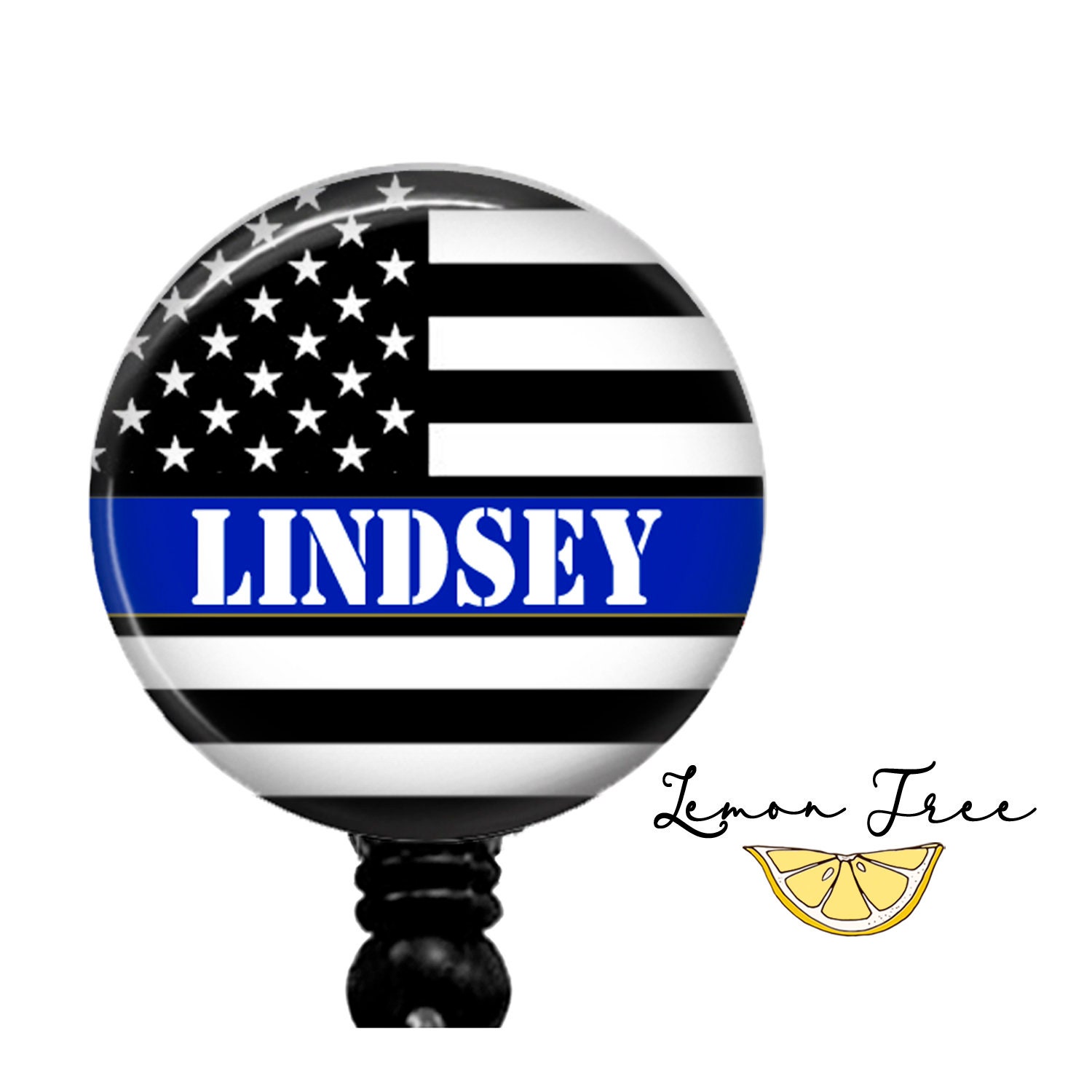 Personalized Thin Blue Line Badge Reel Retractable Badge Holder Lanyard  Carabiner Stethoscope Name Tag Funny Nurse Gift 