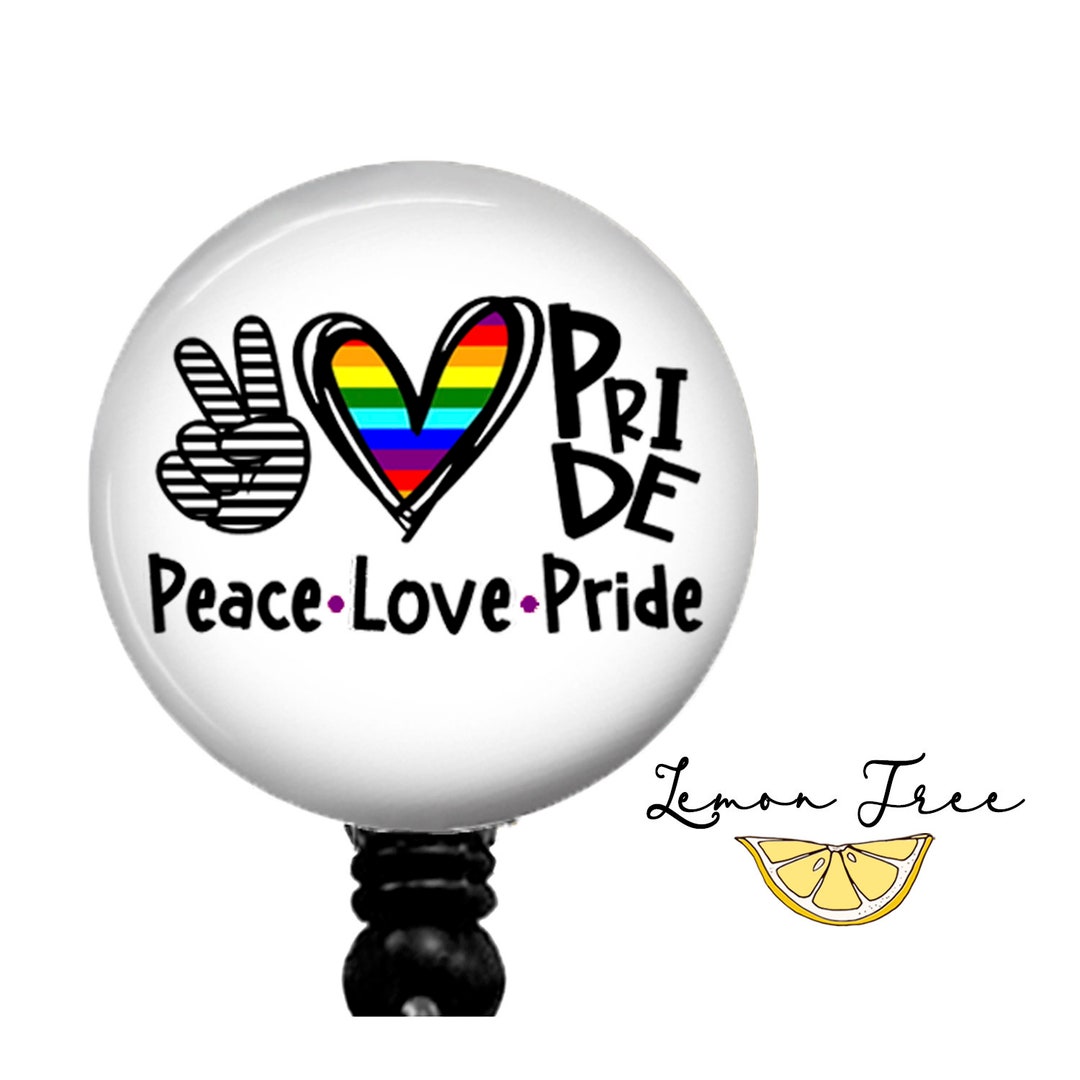 Peace Love Pride LGBTQ Retractable Badge Reel Retractable Badge Holder  Lanyard Carabiner Stethoscope Name Tag Nurse Gift 