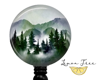 Mountain Landscape Badge Reel: Retractable ID Holder