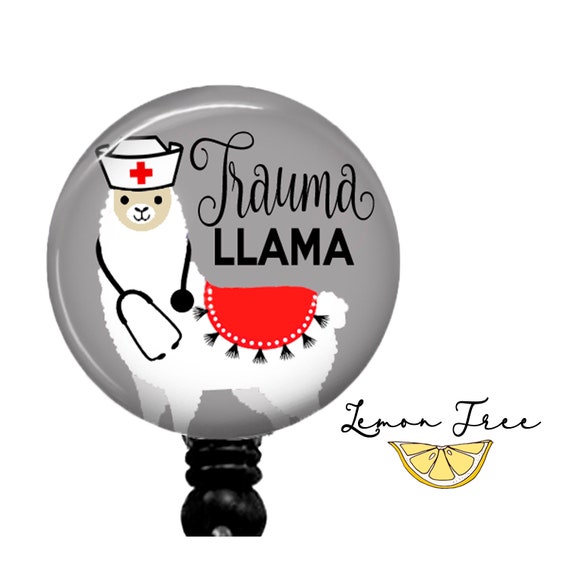 Funny Trauma Llama Badge Reel Retractable Badge Holder Lanyard