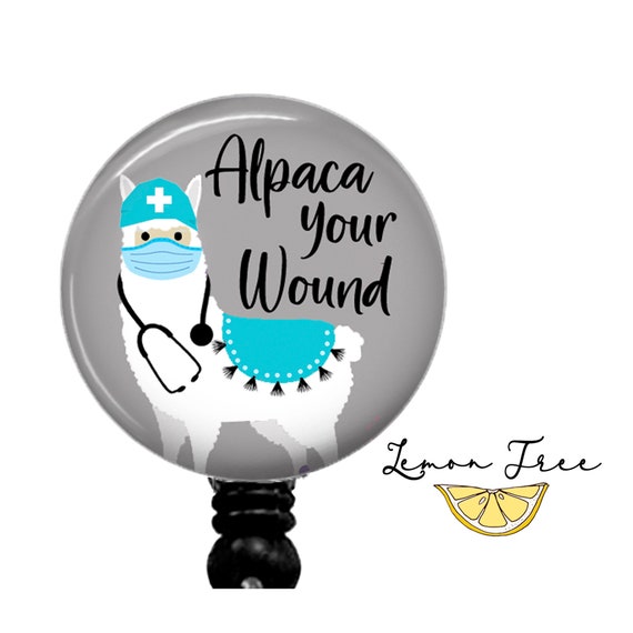 Funny Alpaca Your Wound Badge Reel Retractable Badge Holder Lanyard  Carabiner Stethoscope Name Tag Funny Nurse Gift 