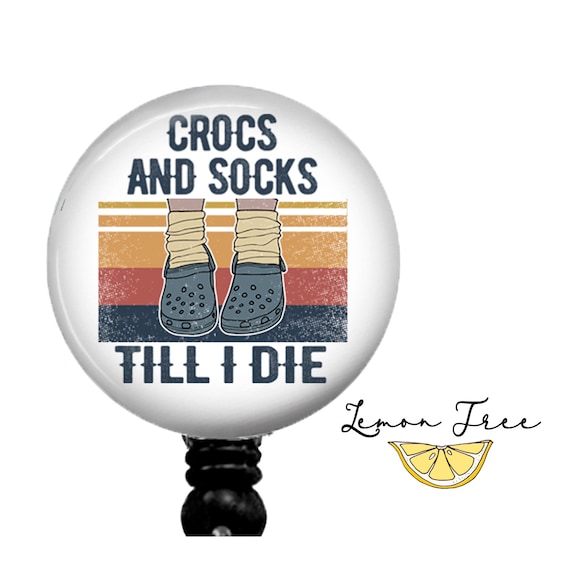 Funny Crocs and Socs Badge Reel Retractable Badge Holder Lanyard