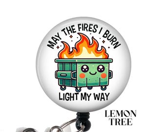 Dumpster Fire Badge Reel: Funny Retractable ID Holder