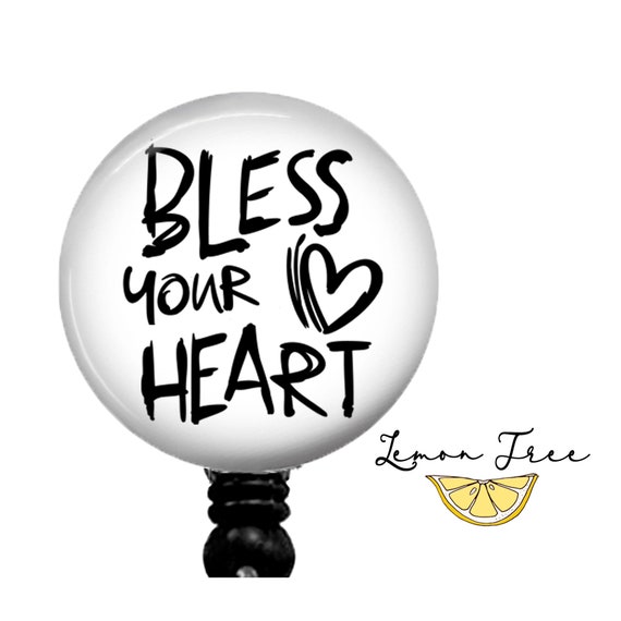Funny Bless Your Heart Badge Reel Retractable Badge Holder Lanyard  Carabiner Stethoscope Name Tag Funny Nurse Gift 