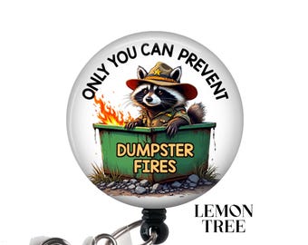 Funny Raccoon "Dumpster Fires" Retractable Badge Reel - Nurse Gift
