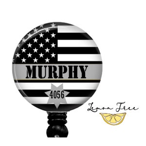 Personalized Thin Grey Line Badge Reel: Corrections Officer Gift