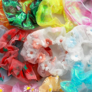 Sheer Scrunchies - Vegan Friendly Scrunchies - Painless Hair Ties in Cute Designs - Best Friend Gift - Bridesmaid Gift