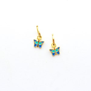 Butterfly Charm Huggie Hoop Earrings, 18k Gold Plated Sterling Silver | Dainty Earrings, Butterfly Huggies, Dainty Huggie Hoops