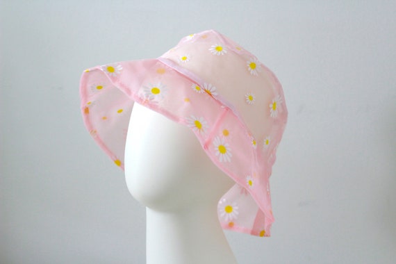 Baby Pink Bucket Hats Sheer Daisy 