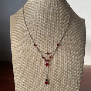 Vintage Silver and Garnet Crystal Necklace MJI 925 Silver | Etsy