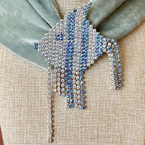 Vintage Rhinestone Angel Fish Brooch Dorothy Bauer Extra Large Figural Rhinestone Brooch Collector Pin CJ912