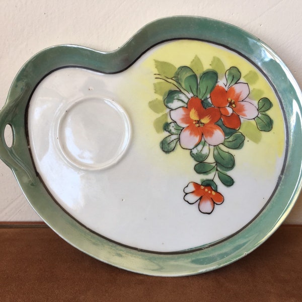 Hand Painted Japanese Porcelain Lustre Glaze Snack Plate 1930’s made in Japan Shabby Chic Retro Kitchen PC049