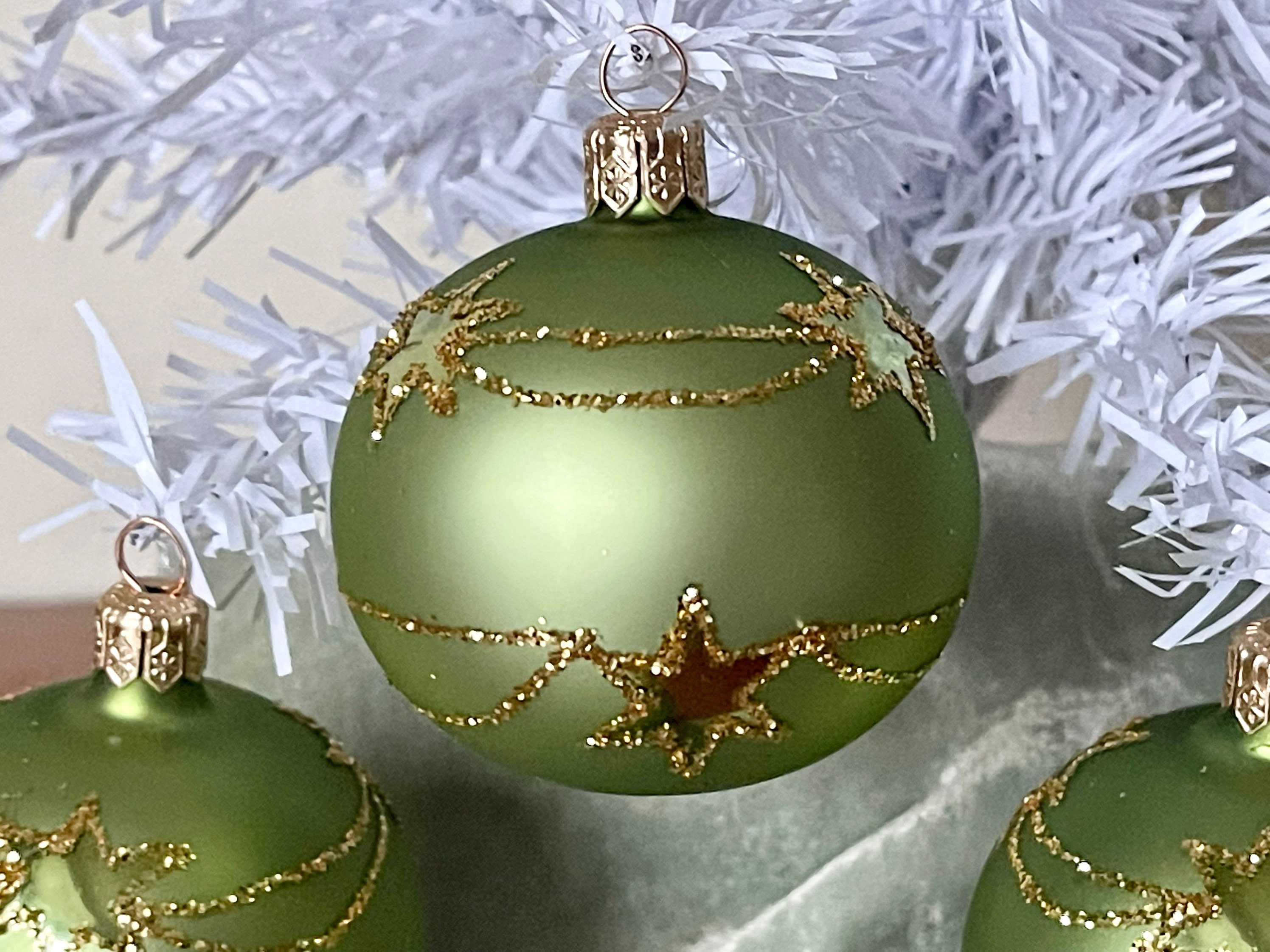 Polish Mouth Blown Glass Christmas Ornaments Set of 4 Green Etsy