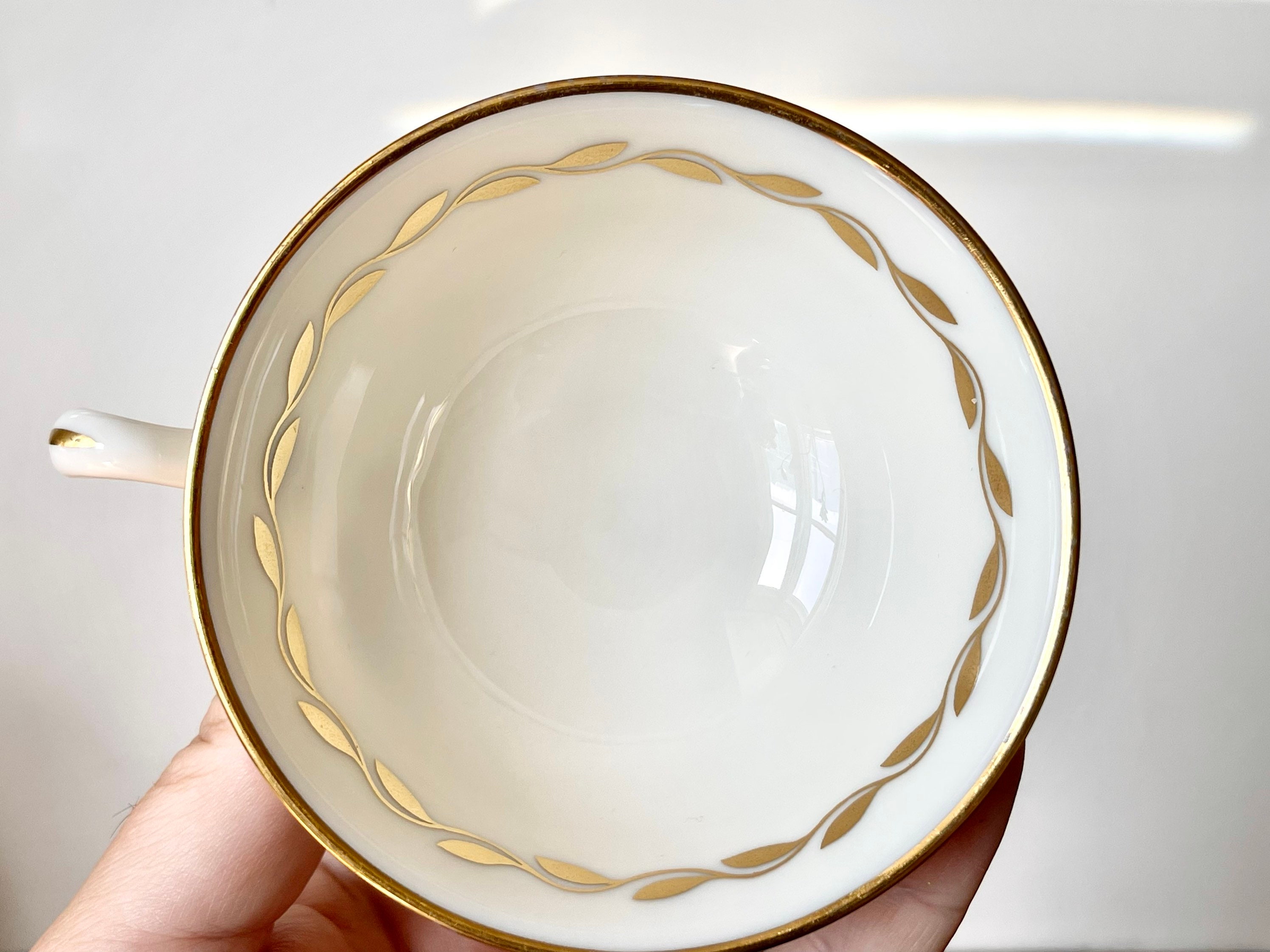 金色の食器 Lenox Golden Wreath Footed Tea Cups Set of 4 RARE 1930's