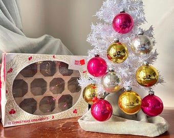 Vintage Shiny Brite UFO Spinning Top Ornaments Set of 12