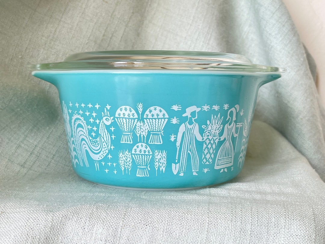 Vintage Pyrex Butterprint Amish Pattern 473 Casserole Dish With Lid ...