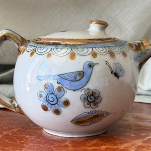 Vintage Ken Edwards Tonala Teapot Rare Tonala Bird Butterfly Design Pot Mexico Circa 1960’s-1970’s PC4284