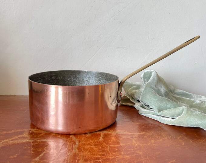 Vintage French Copper Sauce Pan Heavy Gauge Copper Pot Made in France